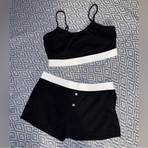 Elegant Black and White Women's Pajama Set